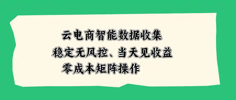云电商智能数据收集，稳定无风控，当天见收益，零成本矩阵操作-北疆网创