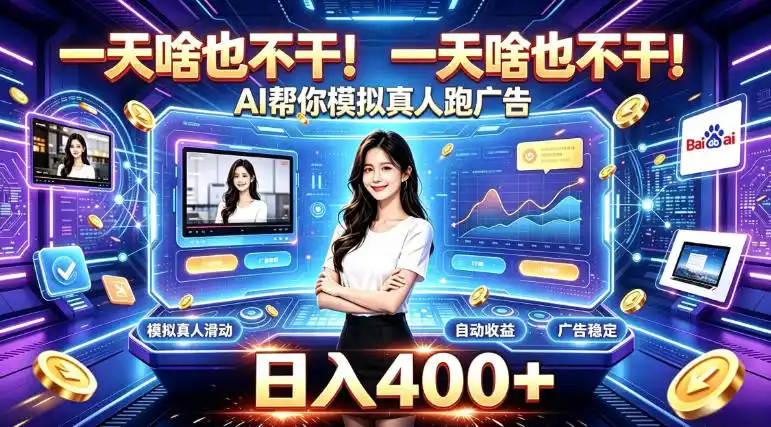 一天啥也不干！AI帮你模拟真人跑广告，稳定日入400+，实现真正被动变现【揭秘】-北疆网创
