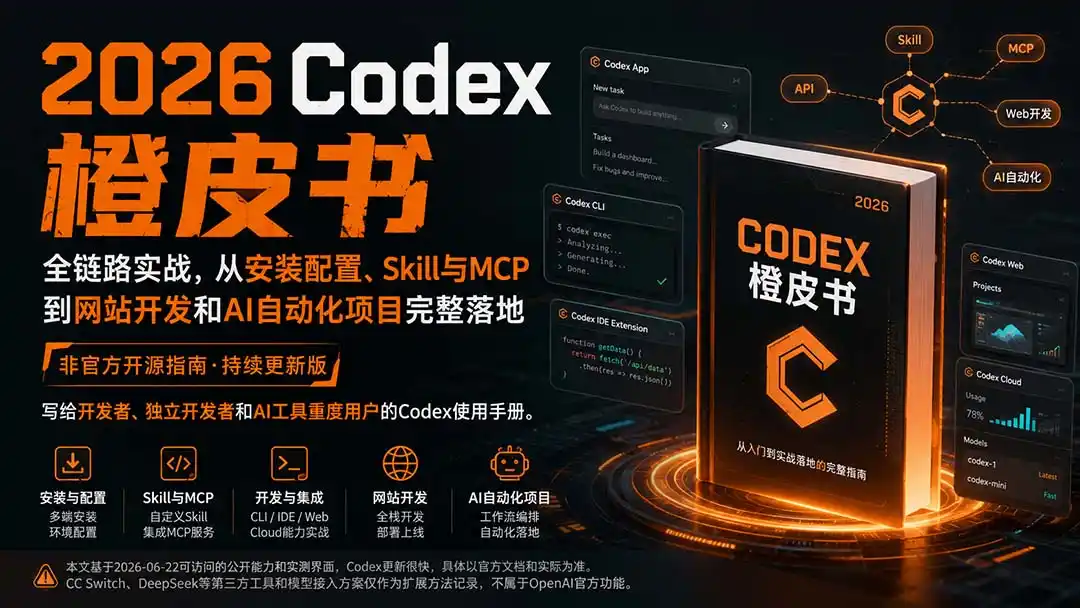 2026Codex橙皮书：全链路实战，从安装配置、Skill与MCP到网站开发和AI自动化项目完整落地-北疆网创
