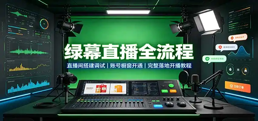 绿幕直播全流程：直播间搭建调试，账号橱窗开通，完整落地开播教程-北疆网创