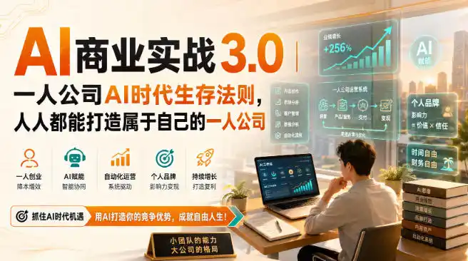 AI商业实战3.0｜一人公司AI时代生存法则，人人都能打造属于自己的一人公司-北疆网创