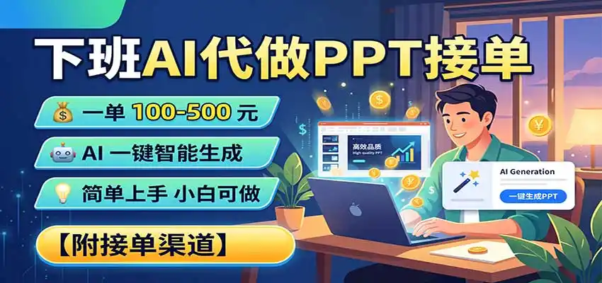下班AI代做PPT接单,一单100-500,AI一键生成,小白也能做,附接单渠道-北疆网创