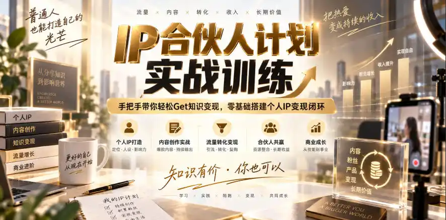 IP合伙人计划实战训练，手把手带你轻松Get知识变现，零基础搭建个人IP变现闭环(更新260908)-北疆网创