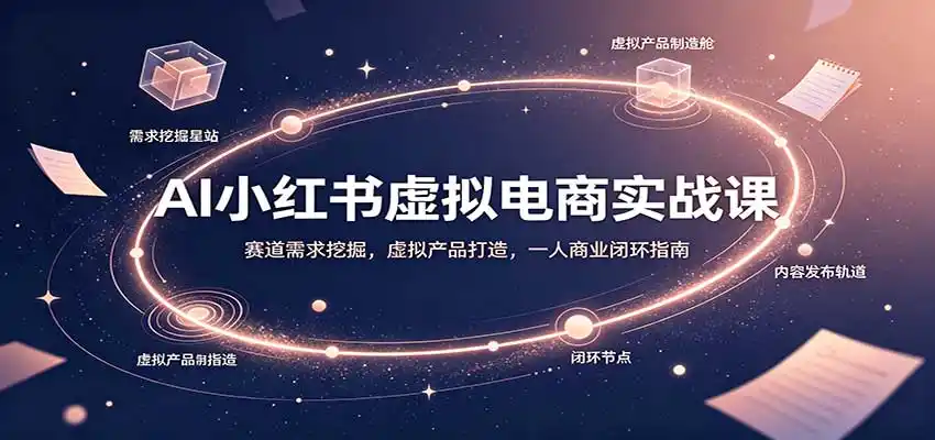 AI小红书虚拟电商实战课：赛道需求挖掘，虚拟产品打造，一人商业闭环指南-北疆网创