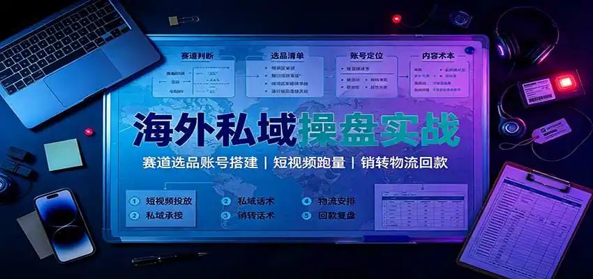 海外私域操盘实战：赛道选品账号搭建，短视频跑量，销转物流回款-北疆网创