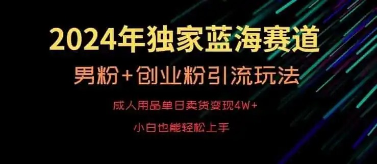 2024年独家蓝海赛道,成人用品单日卖货变现4W+,男粉+创业粉引流玩法,不愁搞不到流量【揭秘】-北疆网创