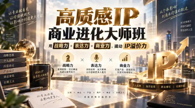 高质感IP商业进化大师班，用战略力+表达力+商业力，撬动IP溢价力-北疆网创
