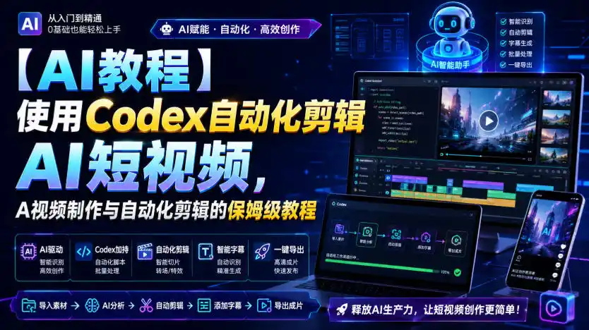 【AI教程】使用Codex自动化剪辑AI短视频,AI视频制作与自动化剪辑的保姆级教程-北疆网创