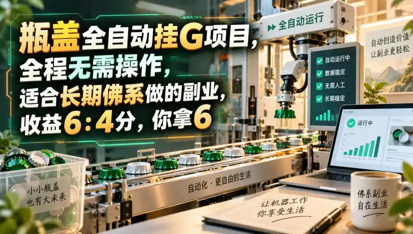 瓶盖全自动挂G项目，全程无需操作，适合长期佛系做的副业，收益6：4分，你拿6【揭秘】-北疆网创