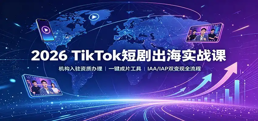 2026 TikTok短剧出海实战课：机构入驻资质办理，一键成片工具，IAA/IAP双变现全流程-北疆网创