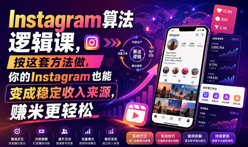 Instagram算法逻辑课,按这套方法做,你的Instagram也能变成稳定收入来源,賺米更轻松【原创双语字幕】-北疆网创