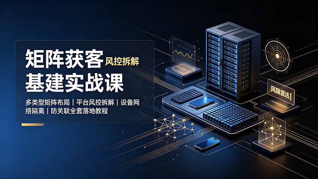 矩阵获客基建实战课：多类型矩阵布局｜平台风控拆解｜设备网络隔离｜防关联全套落地教程-北疆网创