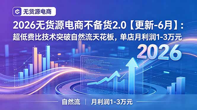 2026无货源电商不备货2.0【更新-7月】:超低费比技术突破自然流天花板,单店月利润1-3万元-北疆网创