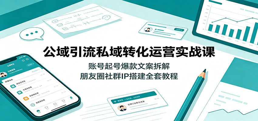 公域引流私域转化运营实战课：账号起号爆款文案拆解，朋友圈社群IP搭建全套教程-北疆网创
