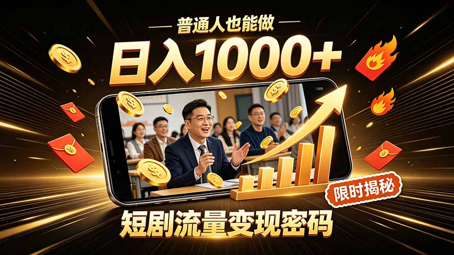 一部手机做短剧分发,不用真人出镜、不用拍摄剧本,快手流量变现日赚千元-北疆网创