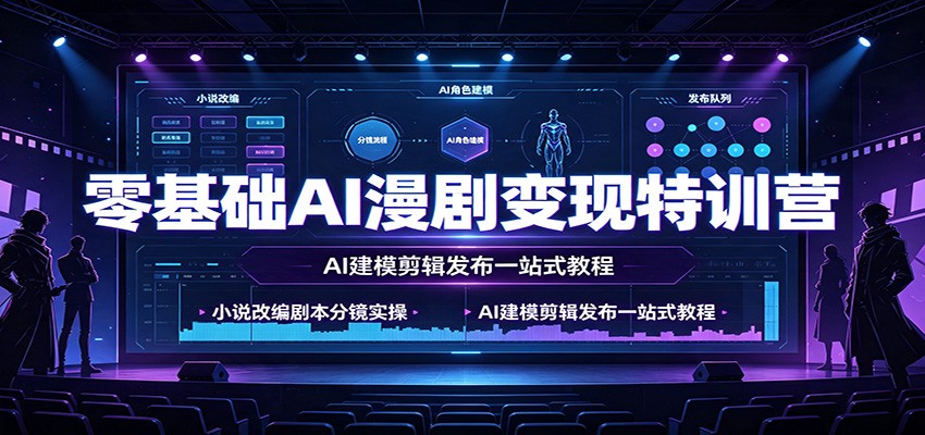 零基础AI漫剧变现特训营:小说改编剧本分镜实操,AI建模剪辑发布一站式教程-北疆网创