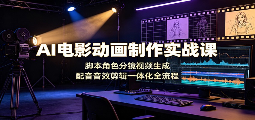 AI电影动画制作实战课：脚本角色分镜视频生成，配音音效剪辑一体化全流程-北疆网创