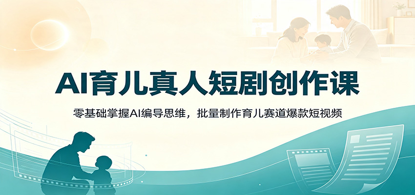 AI育儿真人短剧创作课:零基础掌握AI编导思维,批量制作育儿赛道爆款短视频-北疆网创